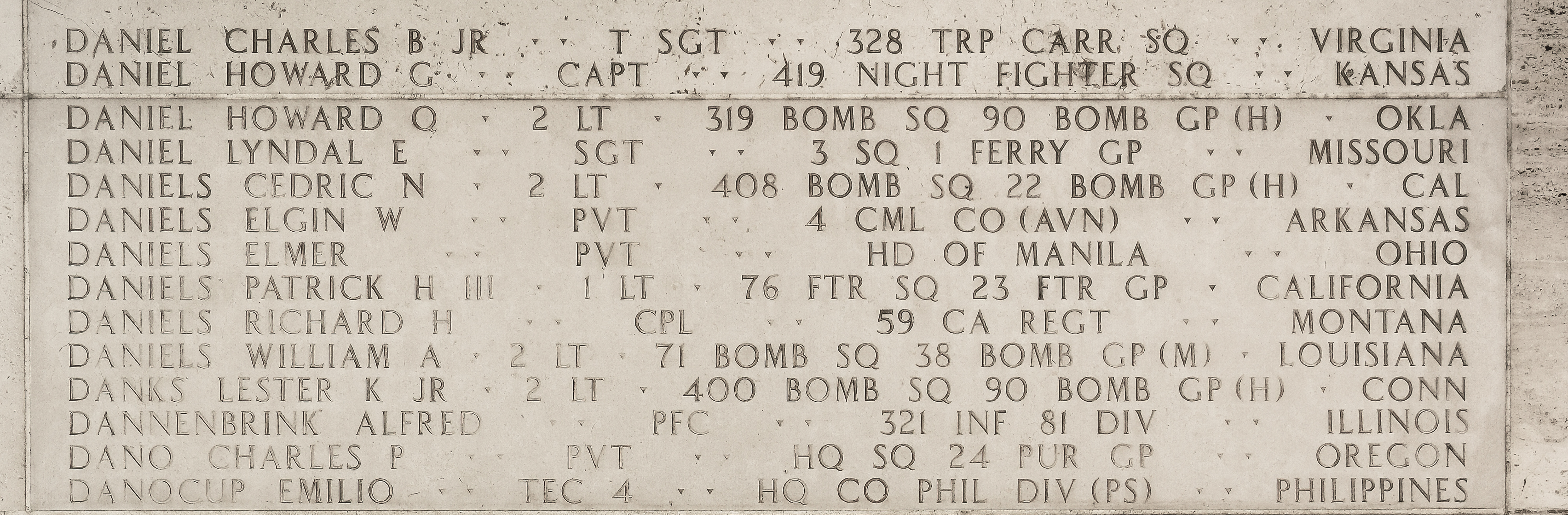 Charles B. Daniel, Technical Sergeant